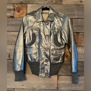 Doma Luxury Genuine Leather Silver Jacket size small
